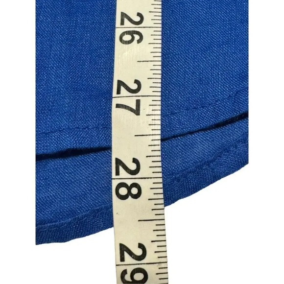 NEW JM Collection Size 10 Blue 100% Linen Roll Tab Button Front Tunic Top NWT - Picture 6 of 7
